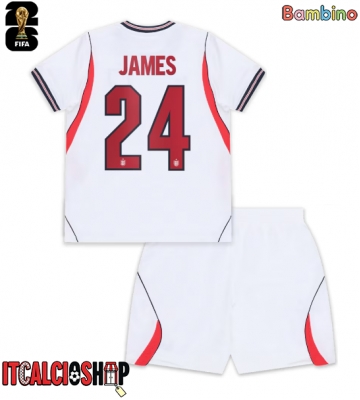 Inghilterra Reece James #24 Prima Maglia Bambino Mondiali 2026 Manica Corta (+ Pantaloni corti)